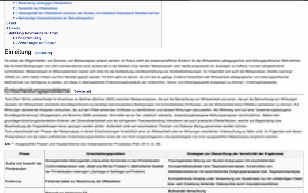 Eine Wiki-Seite mit dem oberen Teil einer Tabelle